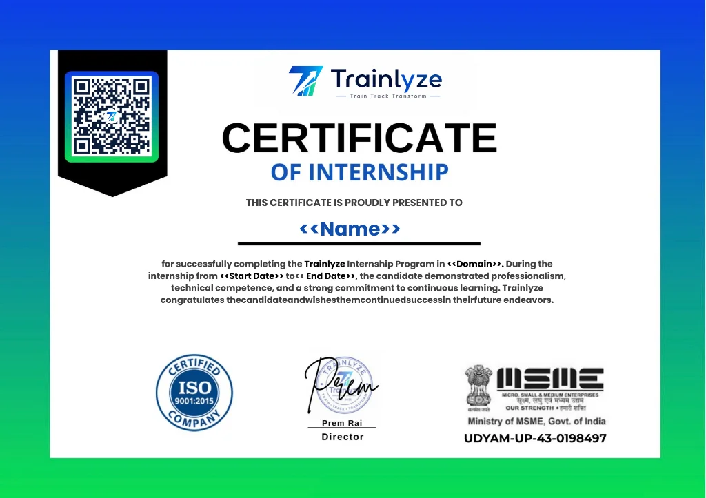 Official Trainlyze Training & Internship Certificate